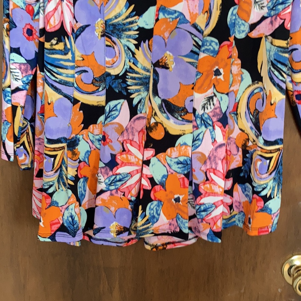 Sami & Jo top colorful floral print w stretch boho casual office XLP - Picture 9 of 17